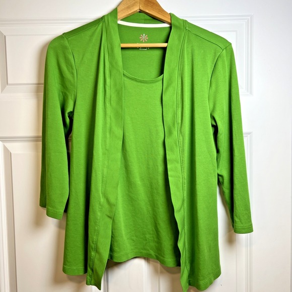 Isaac Mizrahi Tops - Isaac Mizrahi Live Essentials Faux Blazer Front Top Women's Small Emerald A39383